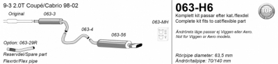2,5" sportavgassystem 9-3 98-02 2,0T. Halvsats - 2
