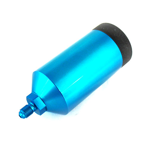 Bromsvätskebehållare Mittenanslutning Aluminium blå - Smal och Hög