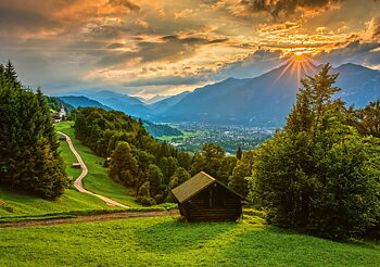 Sunset over the mountain village of Wamberg 1500 Bitar Schmidt