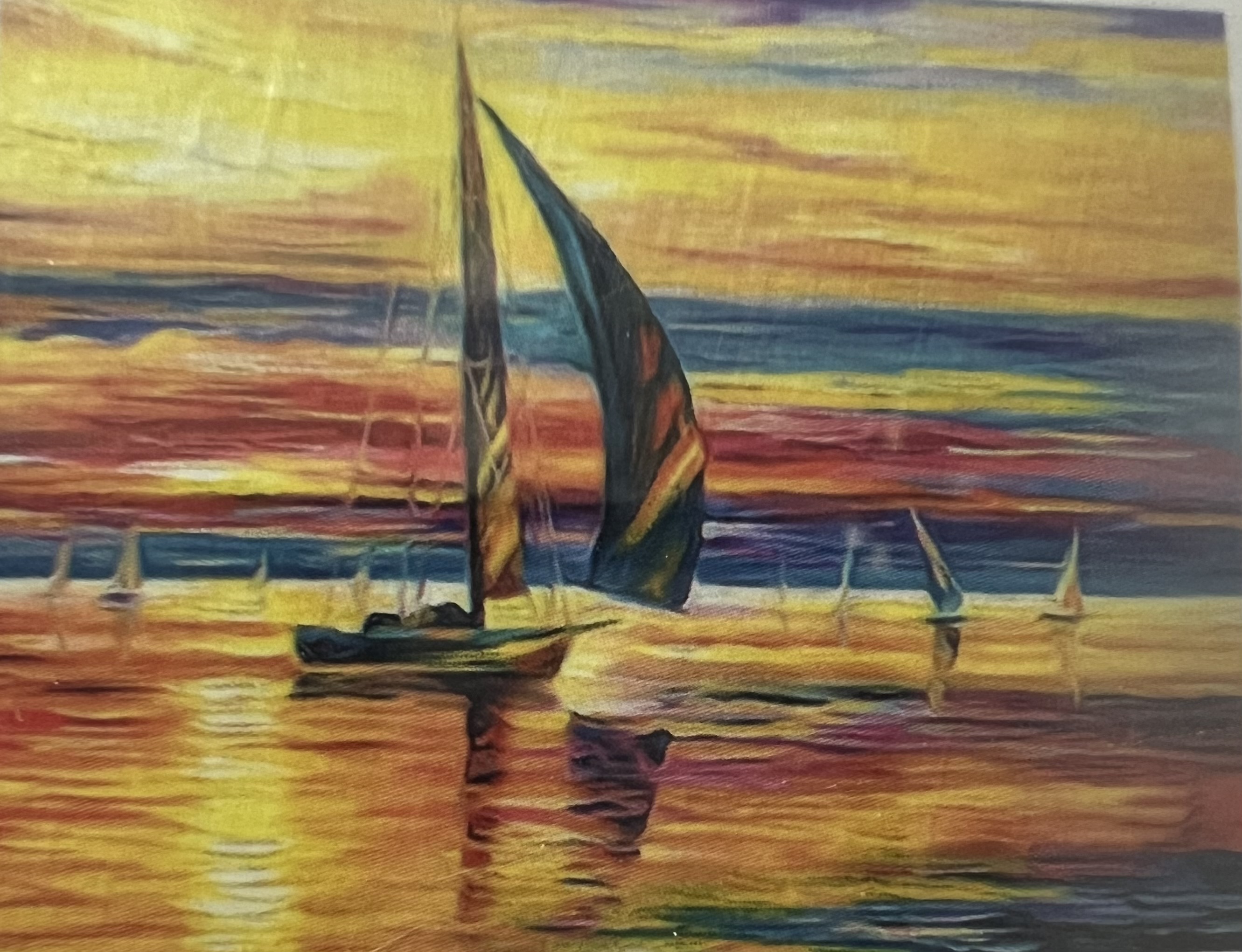 Segelbåt i Solnedgång,  Diamond Art Diamond Painting