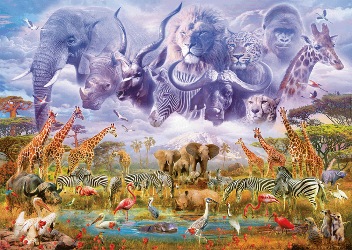 Animals at the waterhole 1000 Bitar Schmidt