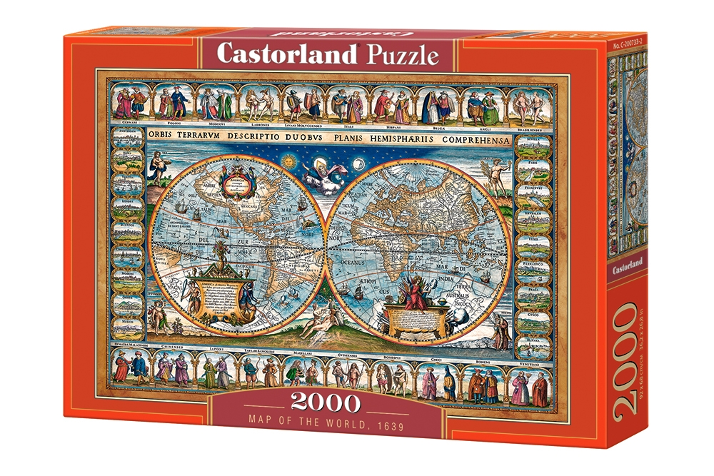 Map of the World 1639 , 2000 Bitar Castorland - 2