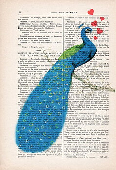 Påfågel med hjärtan