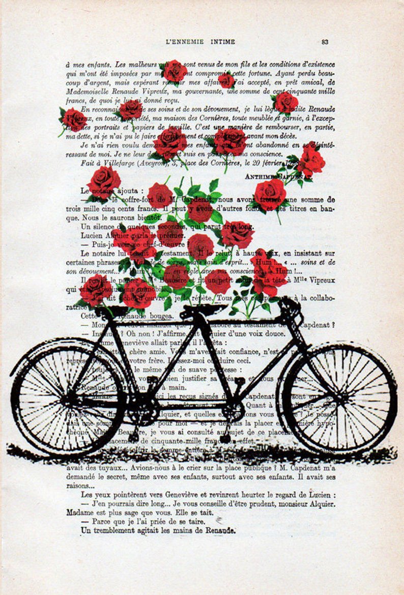 Tandemcykel med rosor