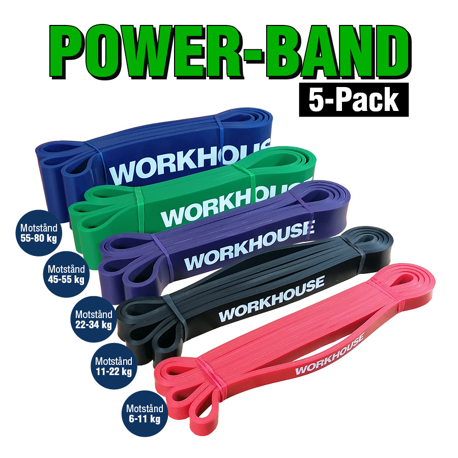 Power Band, 5-Pack - Röd, Svart, Lila, Grön, Blå