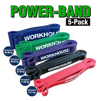 Power Band, 5-Pack - Röd, Svart, Lila, Grön, Blå