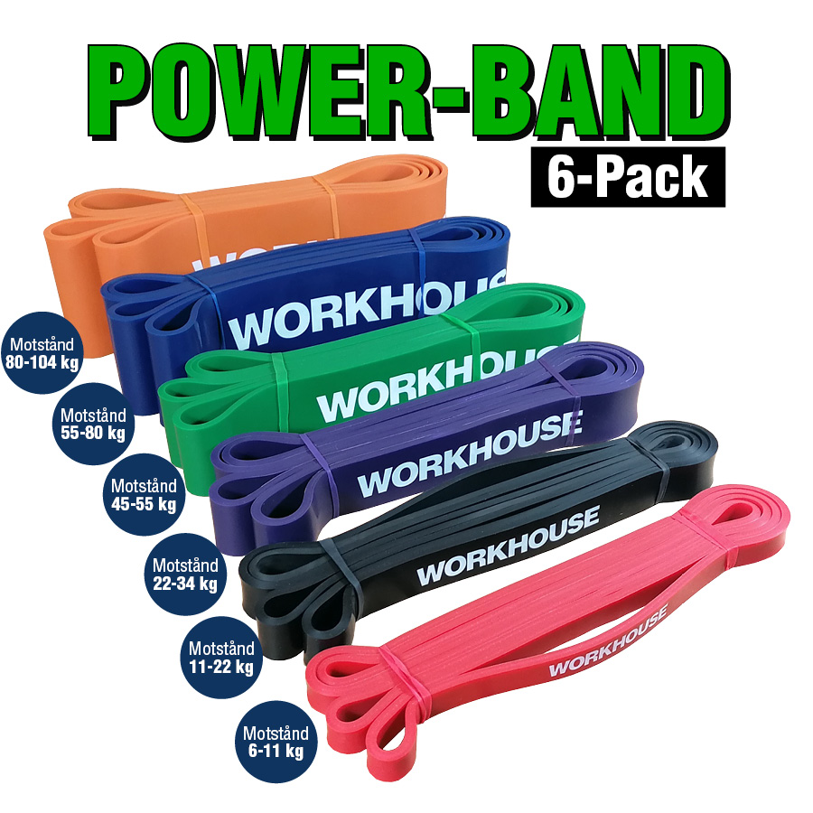 Power Band, 6-Pack - Röd, Svart, Lila, Grön, Blå, Orange