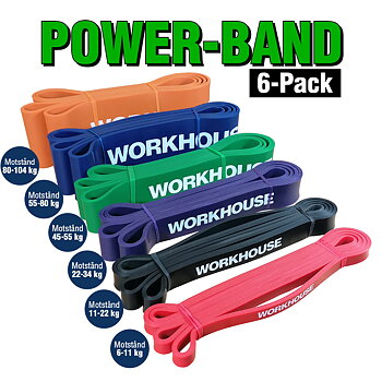 Power Band, 6-Pack - Röd, Svart, Lila, Grön, Blå, Orange