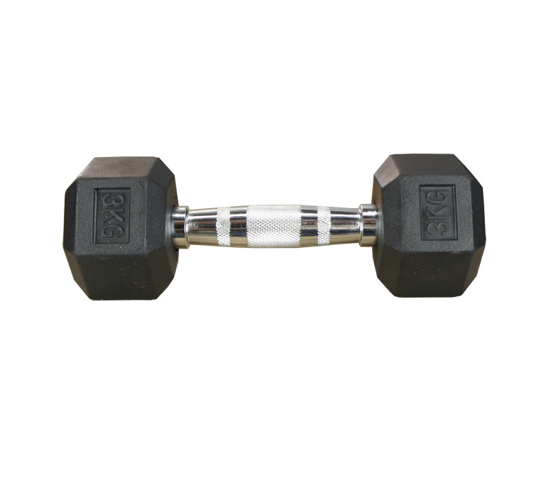 Hexhantel Gummi/Krom, 3 kg