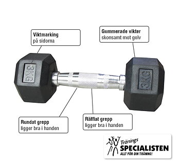 Hexhantel Gummi/Krom, 5 kg