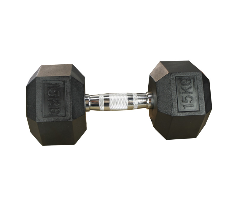 Hexhantel Gummi/Krom, 15 kg