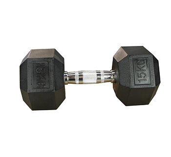 Hexhantel Gummi/Krom, 15 kg