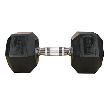 Hexhantel Gummi/Krom, 17,5 kg