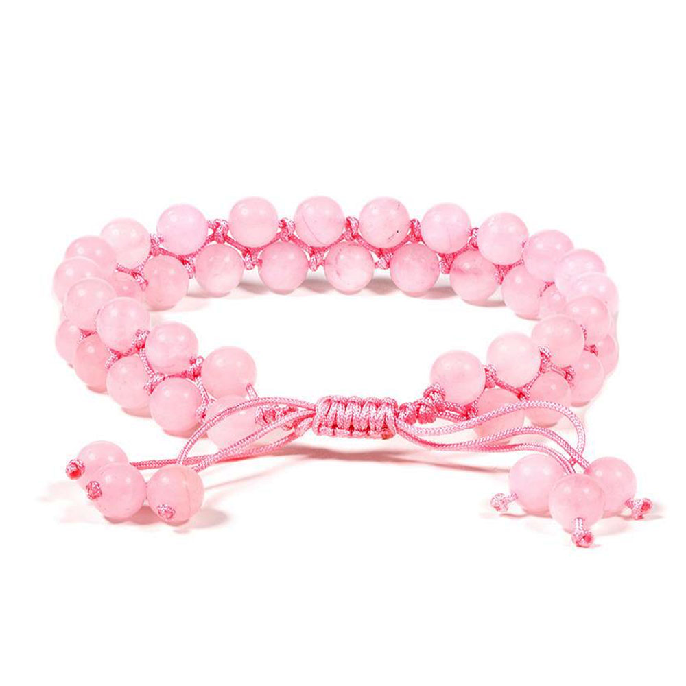 Armband rosenkvarts dubbla rader
