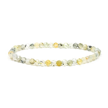 Armband prehnit fasettslipat elastiskt