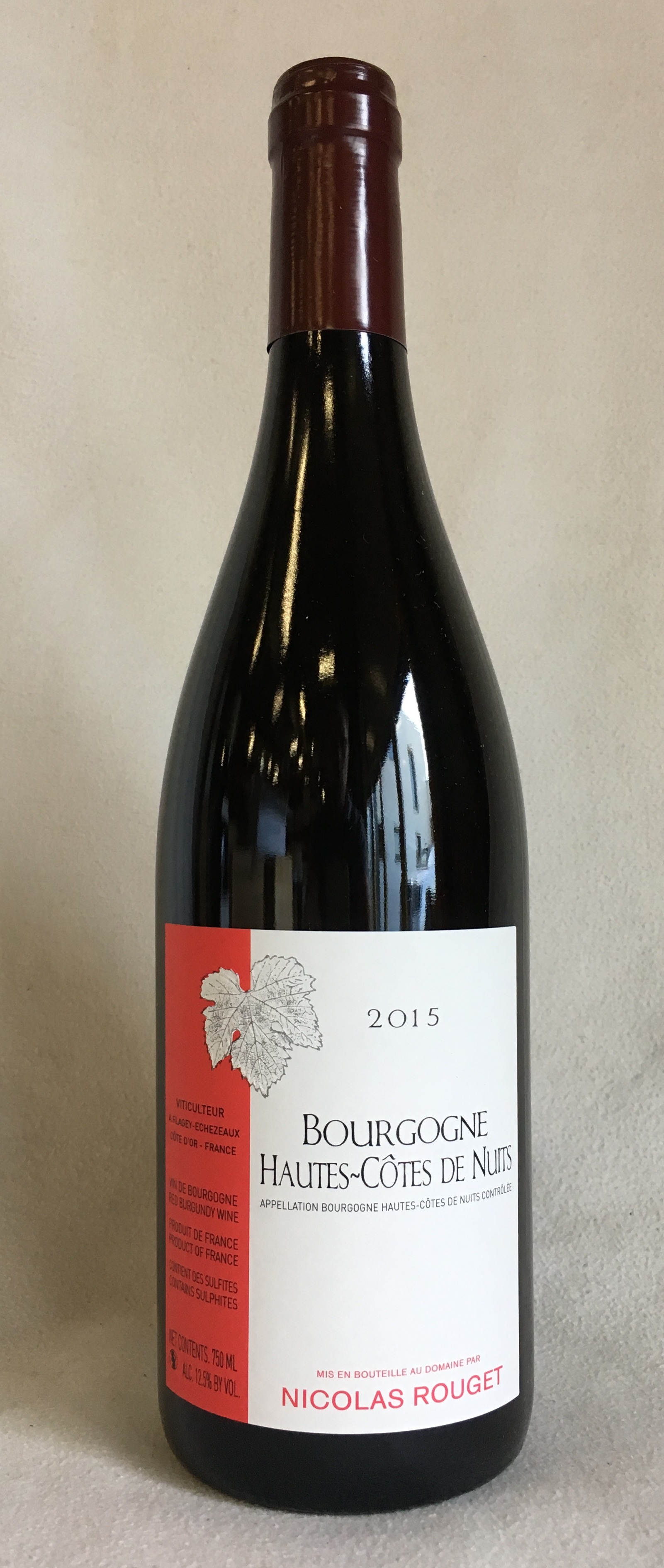 2015 BOURGOGNE HAUTES COTES DE NUITS NICOLAS ROUGET, 75 cl