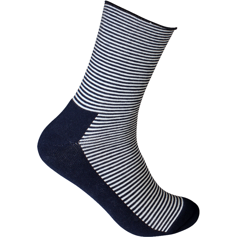 Diabetikersock randig med rulltopp, frottésula och utan tåsöm - Doktorn rekommenderar 3-par