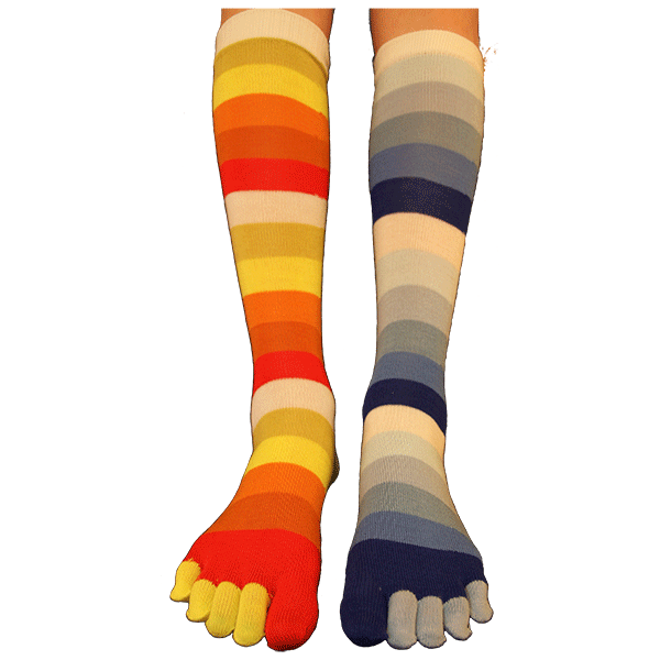 Tå strumpor 4 par - randiga fun socks - 2
