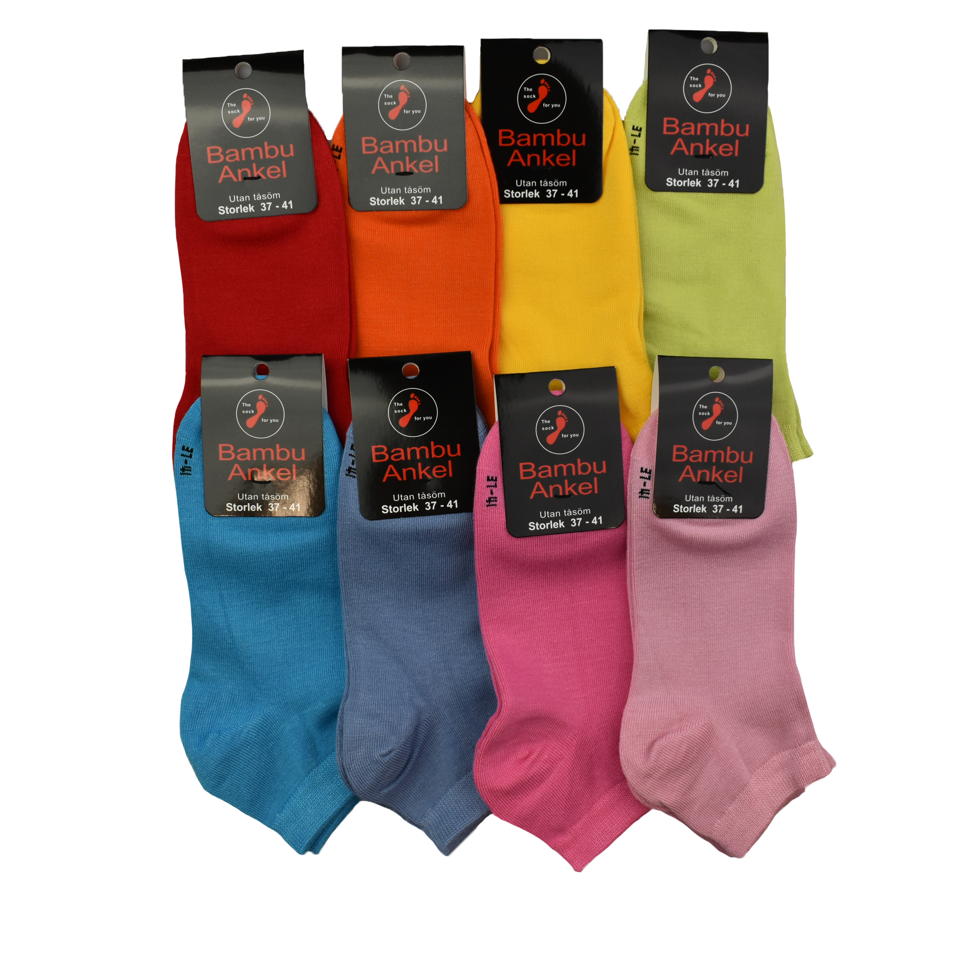 Ankelsock i Bambu-Glada färger 4-pack