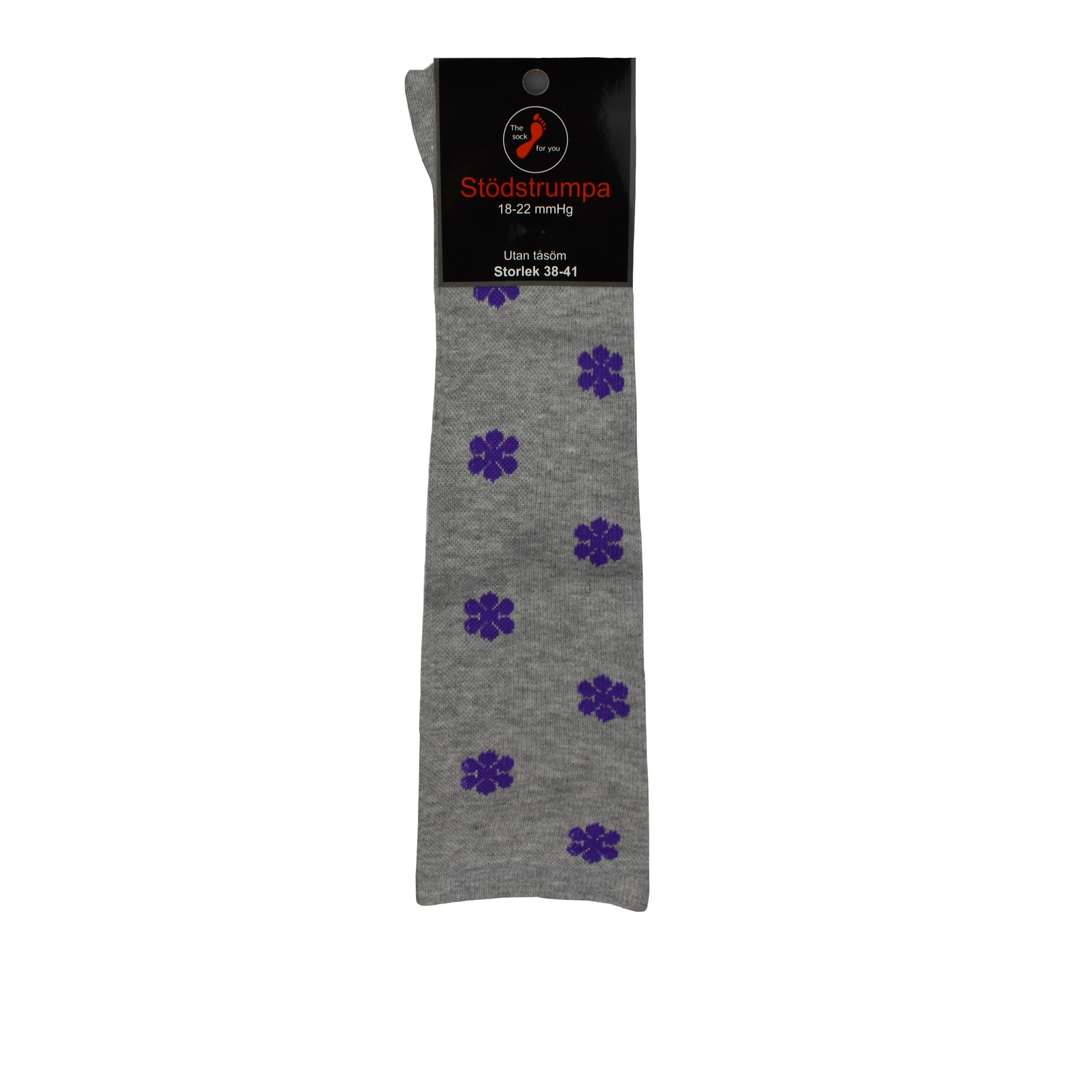 Stödstrumpa 18-22mmHg med blomma - 2 par 250 kr - 1 par 135 kr - flera färger - Utan tåsöm- förstärkt tå och häl - 4