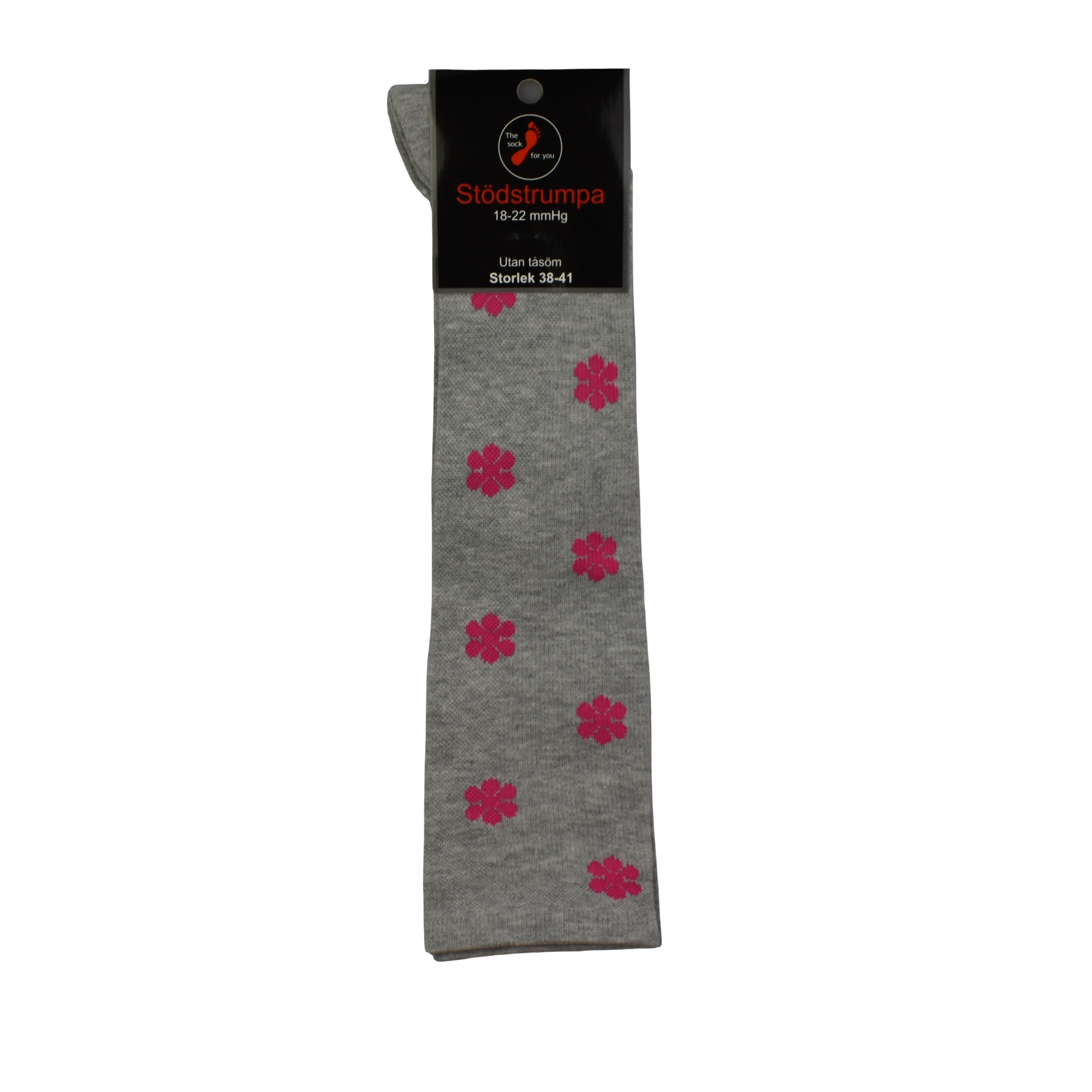 Stödstrumpa 18-22mmHg med blomma - 2 par 250 kr - 1 par 135 kr - flera färger - Utan tåsöm- förstärkt tå och häl - 6