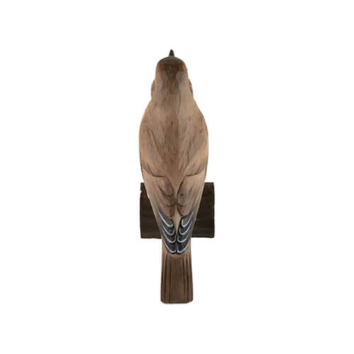 DecoBird Song Thrush, hand carved wooden bird painted with environmentally friendly colours, above