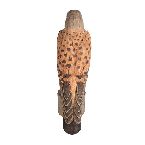 DecoBird Kestrel, hand carved wooden bird painted with environmentally friendly colours, back