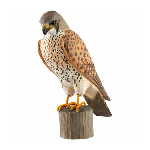 DecoBird Kestrel, hand carved wooden bird painted with environmentally friendly colours
