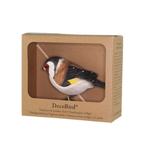 DecoBird Goldfinch – Hand carved wooden birds – Wildlife Garden