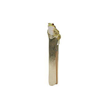 Hand Carved Clip Frog, hand carved wooden badger painted with environmentally friendly colours