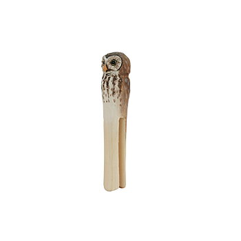 Hand Carved Clip Owl, hand carved wooden badger painted with environmentally friendly colours