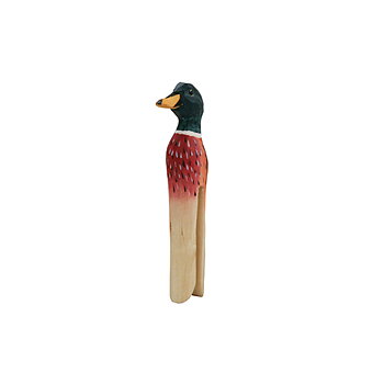 Hand Carved Clip Duck, hand carved wooden duck painted with environmentally friendly colours