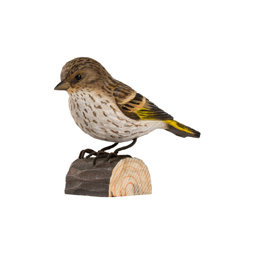 DecoBird Pine Siskin, hand carved wooden bird painted with environmentally friendly colours