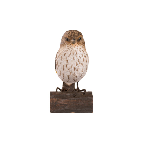 DecoBird Pine Siskin, hand carved wooden bird painted with environmentally friendly colours, front view
