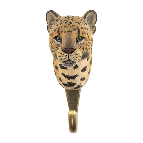 Handgeschnitzter Haken Leopard, vordere Ansicht