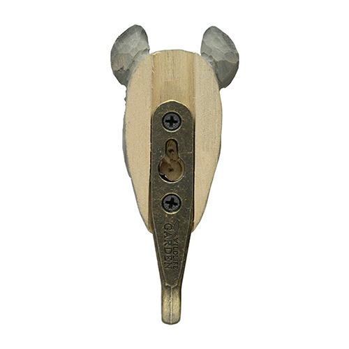 Hand Carved Hook Rhino, decor hook made from solid wood, painted with environmentally friendly colours, back
