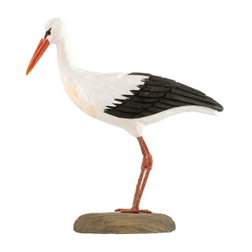 DecoBird Cigogne blanche, taillé et peint  à la main dans des couleurs respectueuses de l'environnement