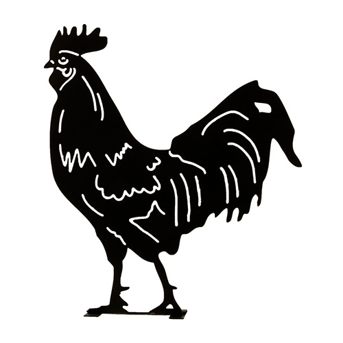 Silhouette Coq, noir, en métal, grandeur nature