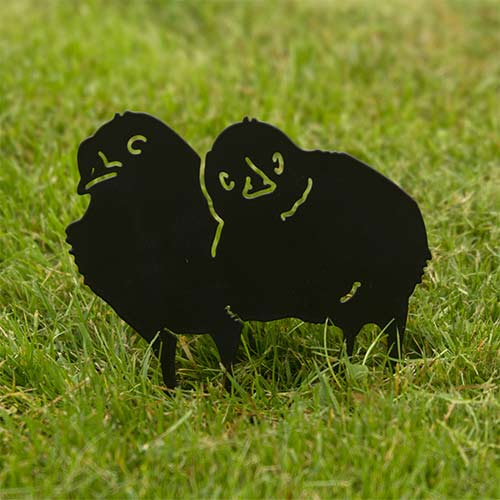 Silhouette deux poussins dans le jardin 