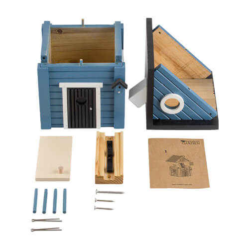 Multiholk Maison Bleue, table des matières avec composants et manuel de montage pour mangeoire Multiholk