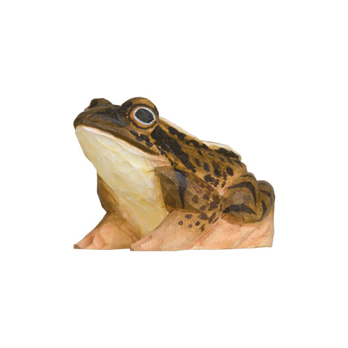 Grenouille des champs, taillée et peinte dans des couleurs respectueuses de l'environnement