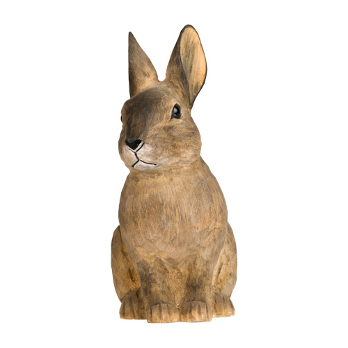 European Rabbit, hand carved wooden animal painted with environmentally friendly colours