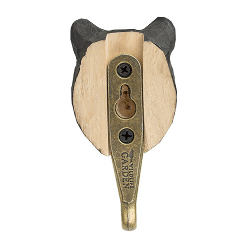 Hand Carved Hook Black Bear, decor hook made from solid wood, painted with environmentally friendly colours, back