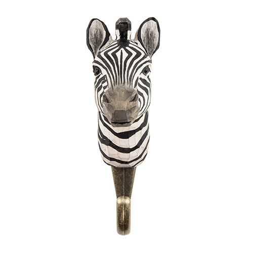 Handgeschnitzter Haken Zebra, Frontansicht