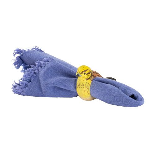Napkin Ring Yellowhammer, hand carved decoration for napkins, made of wood, painted in environmentally friendly colours