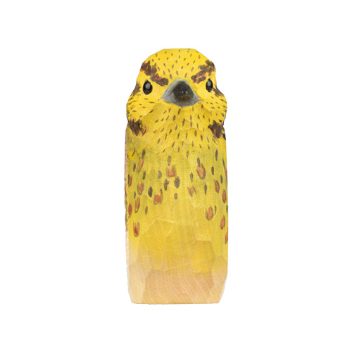 Napkin Ring Yellowhammer, hand carved decoration for napkins, made of wood, painted in environmentally friendly colours, front view