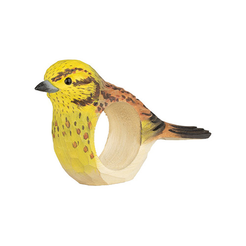 Napkin Ring Yellowhammer, hand carved decoration for napkins, made of wood, painted in environmentally friendly colours
