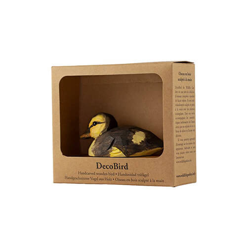 DecoBird Mallard Duckling, hand carved wooden bird painted with environmentally friendly colours, in its display carton with a window