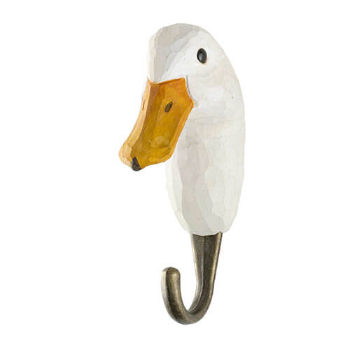 Hand Carved Hook Duck, decor hook made from solid wood, painted with environmentally friendly colours