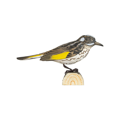 DecoBird Vitögd Honungsfågel, handsnidad dekorationsfågel i trä målad förhand med miljövänlig färg